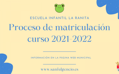 Proceso de Matriculación en la escuela infantil «La Ranita» curso 2021-2022