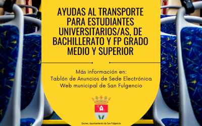 Ayudas para el transporte para estudiantes universitarios/as, Bachillerato y FP de Grado Medio y Superior, curso 2019-2020